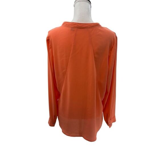 Valerie Stevens Orange Layered Chiffon Button-Up Blouse – Size L - Picture 1 of 10